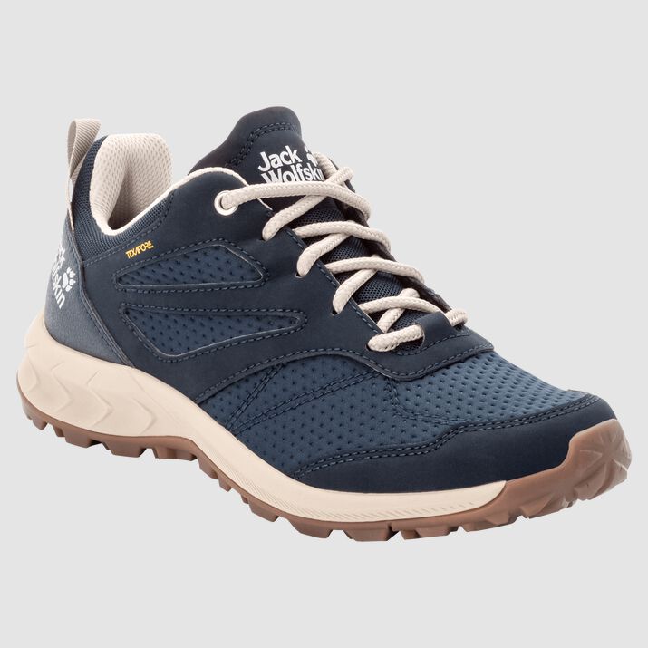 Jack Wolfskin Womens Woodland Texapore Low Trainers Dark Blue/Beige 914078NBF